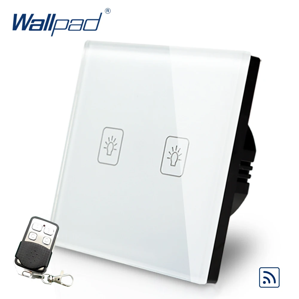 

2 Gang Dimmer Remote Control Touch Switch Wallpad Luxury White Crystal Glass Wall Switch With Remote Controller 433.92 MHz