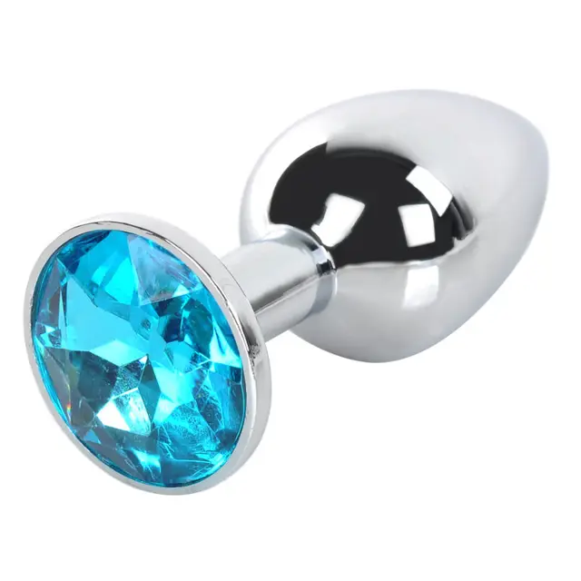 Stainless Steel Butt Plug Medium Sky Blue 83x35mm Stainless Steel Butt Plug Medium Sky Blue 83x35mm