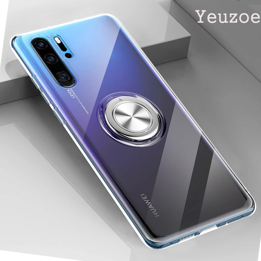 Adsorption Magnetic Car Bracket Clear Case For huawei p30 lite Soft tpu Silicon Cover pro p30lite p30pro |