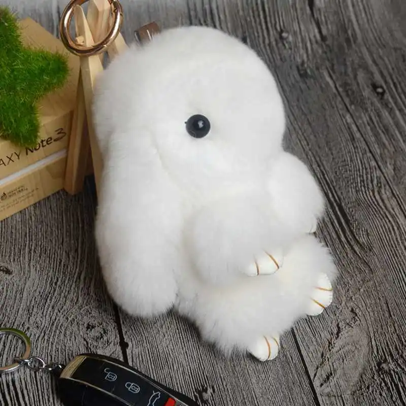 13CM Rabbit Keychain Cute Fluffy Bunny Keychain Rabbit Fur Pompom Key