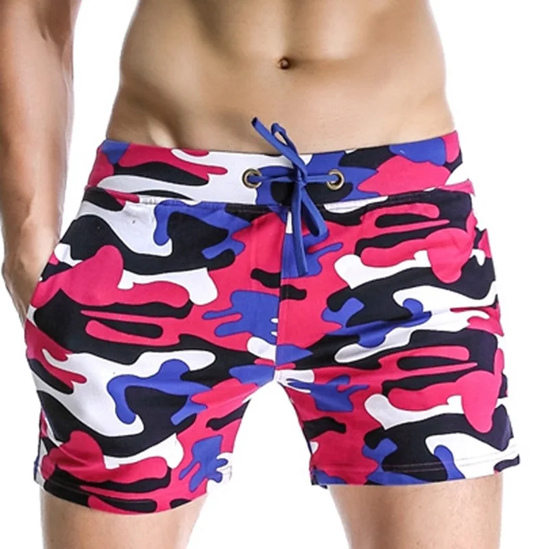 Men Summer Shorts Sport Wear Swim Short Pants Breathable Fitness Gym Running Adjustable Camouflage Surfing Boxer Beach Pants0.2 - Цвет: Красный