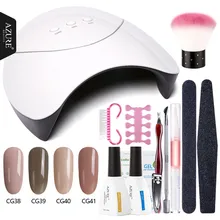 AZURE BEAUTY набор для дизайна ногтей УФ светодиодный светильник Сушилка и 4 цвета набор гель-лаков для ногтей набор инструментов для ногтей гель лак маникюрный лак набор инструментов