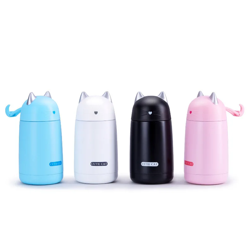 Online 330ML lindo gato termo taza niños termo botella de agua infantil frasco de vacío de acero inoxidable portátil a prueba de fugas vaso