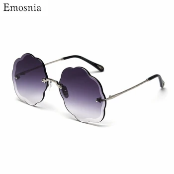 

Luxury Rimless Sunglasses Women Trendy Cloud Brand Designer Sun Glasses Metal Frame Gradient Shades Cutting Lens Ladies Goggles
