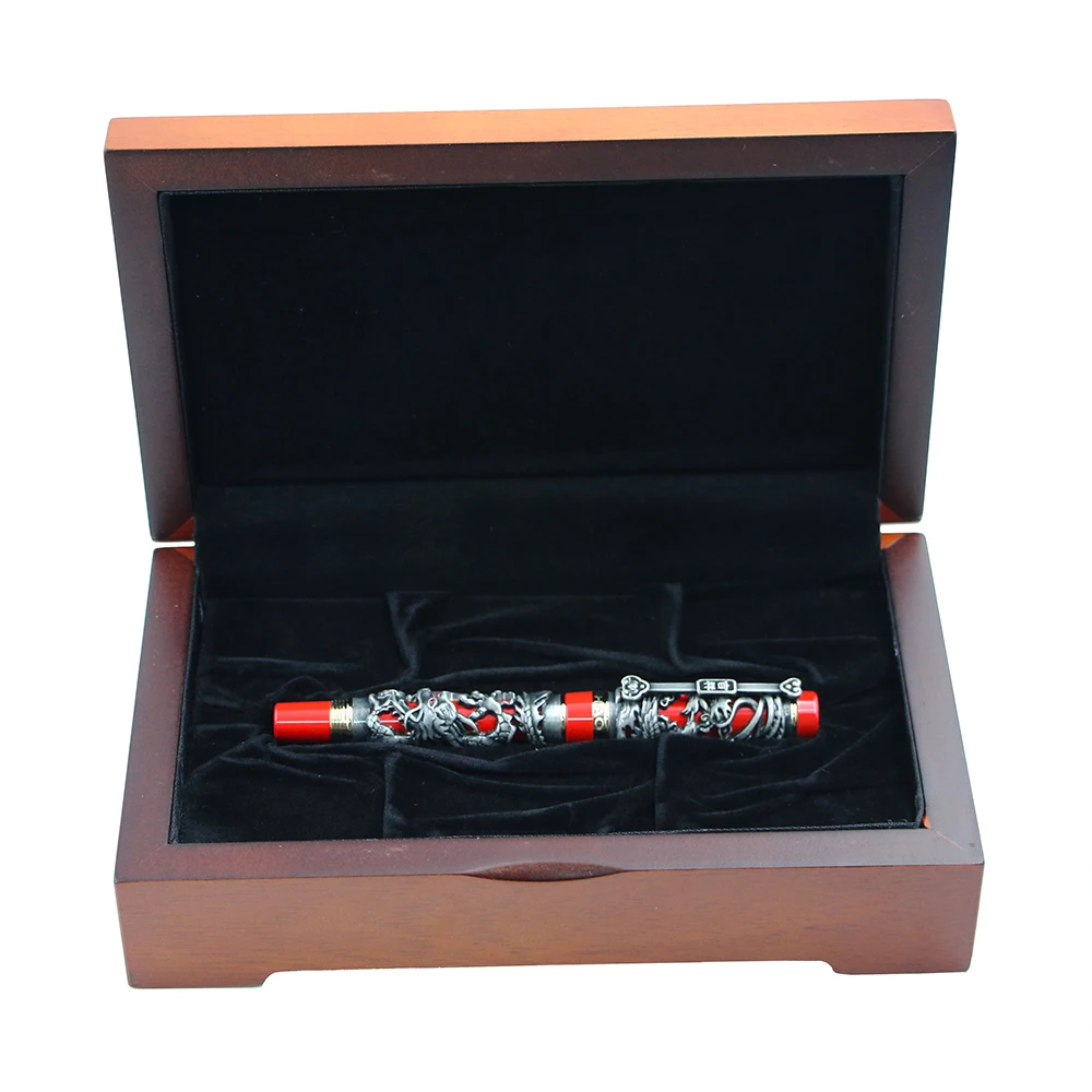 Caixa de Presente de Bambu Caixa de Lápis Caixa de Presente Alta Qualidade Jinhao Madeira Couro Papel Cobra - 2 Material escolar e de escritório
