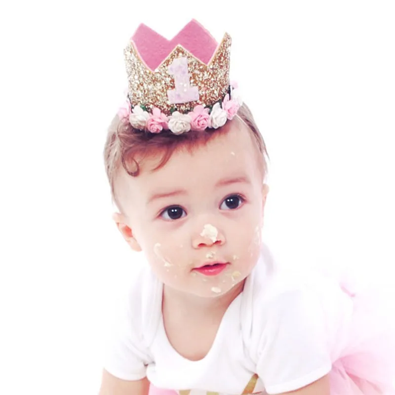 

Cute Girl Birthday Cap With Numeral Flower For Baby First Birthday Party Adult Ceremony Celebrate Decor Supplies Crown Lace Cap