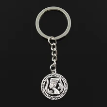 Fashion 30 Mm Sleutelhanger Metalen Sleutelhanger Sleutelhanger Sieraden Antiek Brons Zilver Kleur Egyptische Koningin Nefertiti 25X22mm Hanger