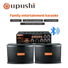 Oupushi профессиональная карточная посылка, динамик, Bluetooth, домашний караоке, усилитель с 2 динамиками для сцены и семейного KTV