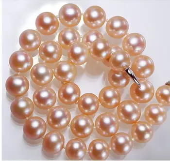 

Hot selling free shipping******* huge 17"12-13mm Natural south sea genuine gold pink round pearl necklace