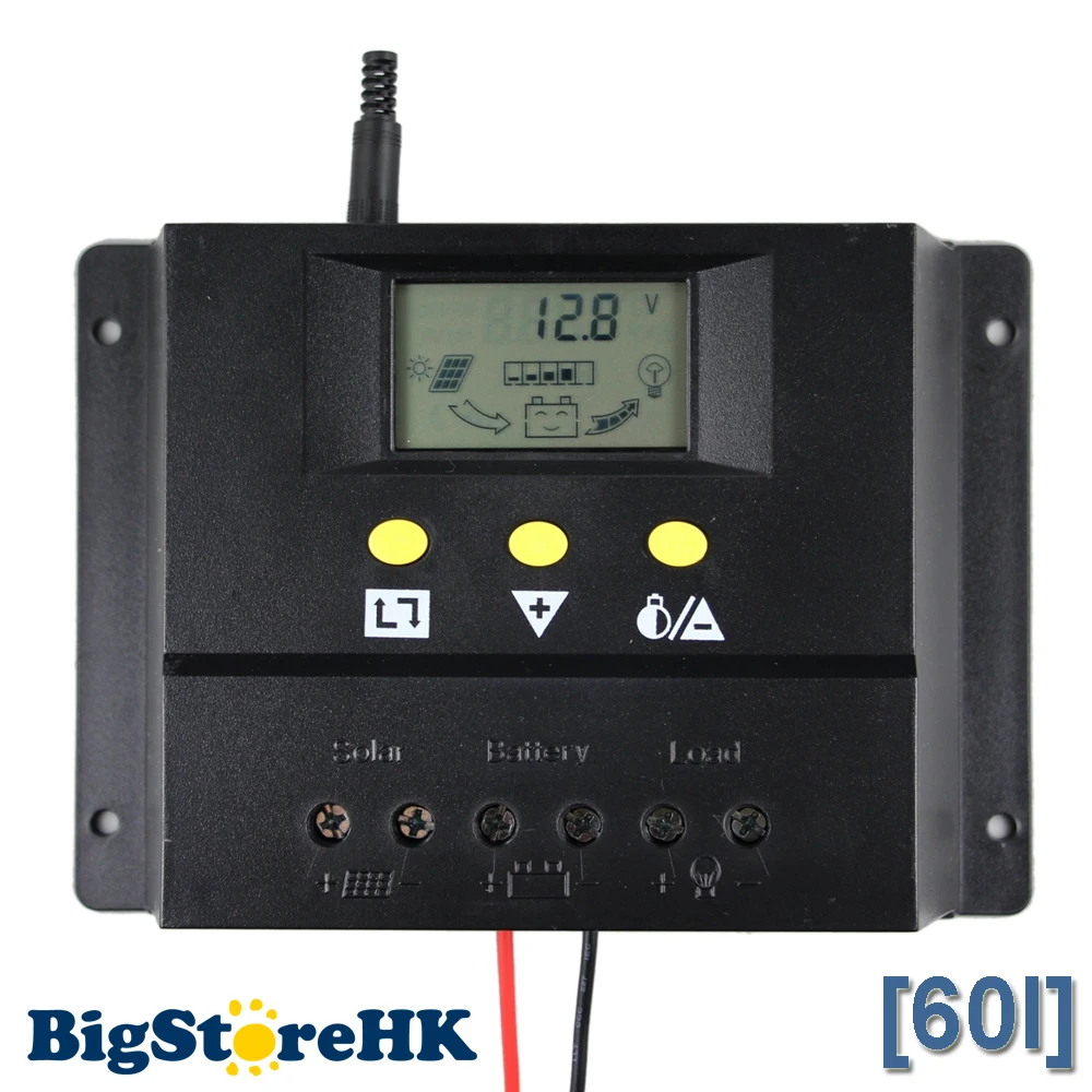 60A Solar Controller 12V 24V Solar Panel Battery Charge Controller Home System Indoor Use