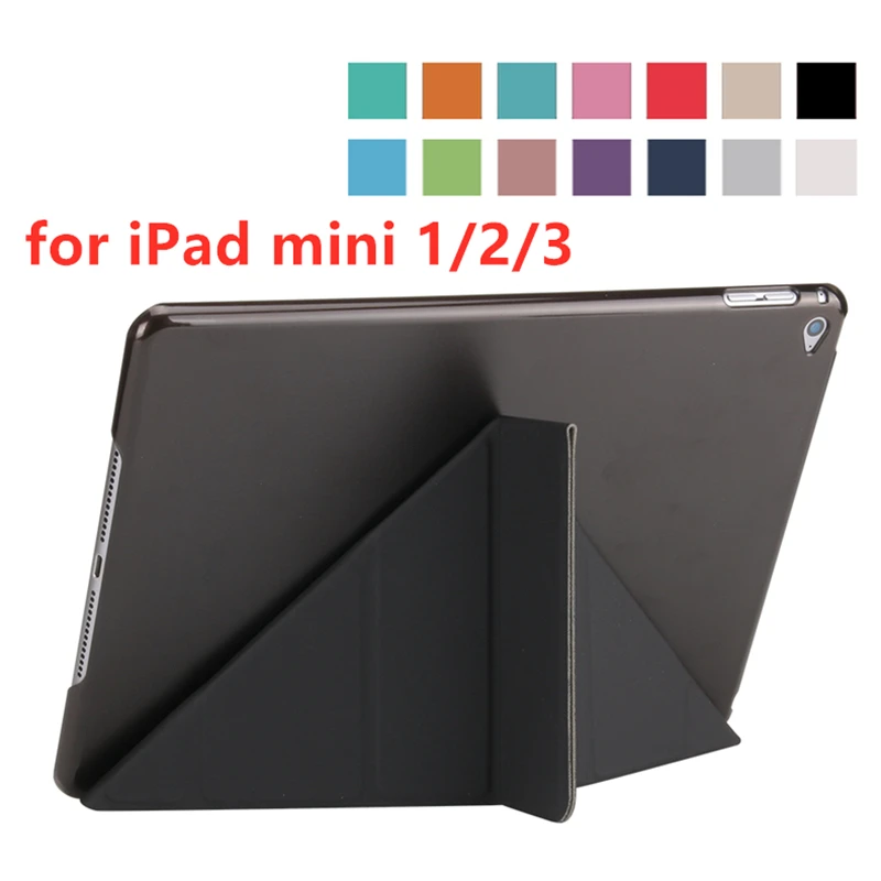 

for Apple iPad Mini 1 2 3 Case Multi-fold PU Leather Smart Cover for iPad Mini 1/2/3 Magic flip Hard Back Case with Stand Holder