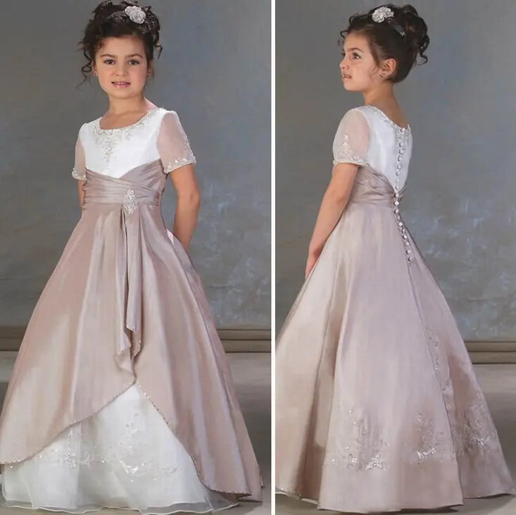 

Free Shipping Flower Girl dress with Button Custom size/color