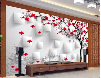 

3D mural Plum flower petal custom 3d photo wallpaper 3d stereoscopic wallpaper Home Decoration