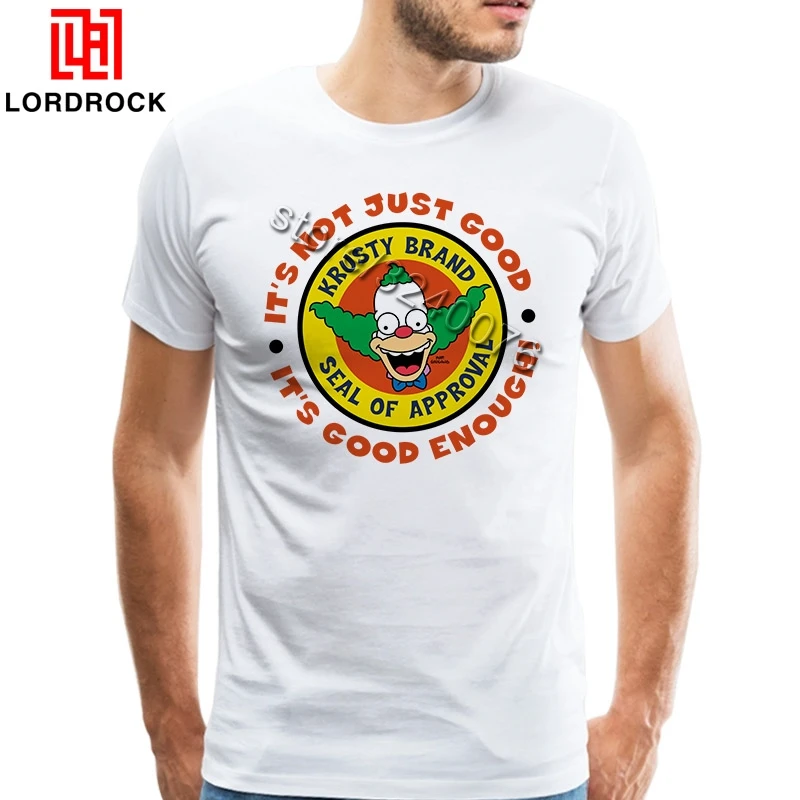 

Krusty Brand Seal T Shirt Men Funny Clown Shirt Short Sleeves Graphic Cartoon T-shirt Custom Printed Tshirt Casual Top Clothing