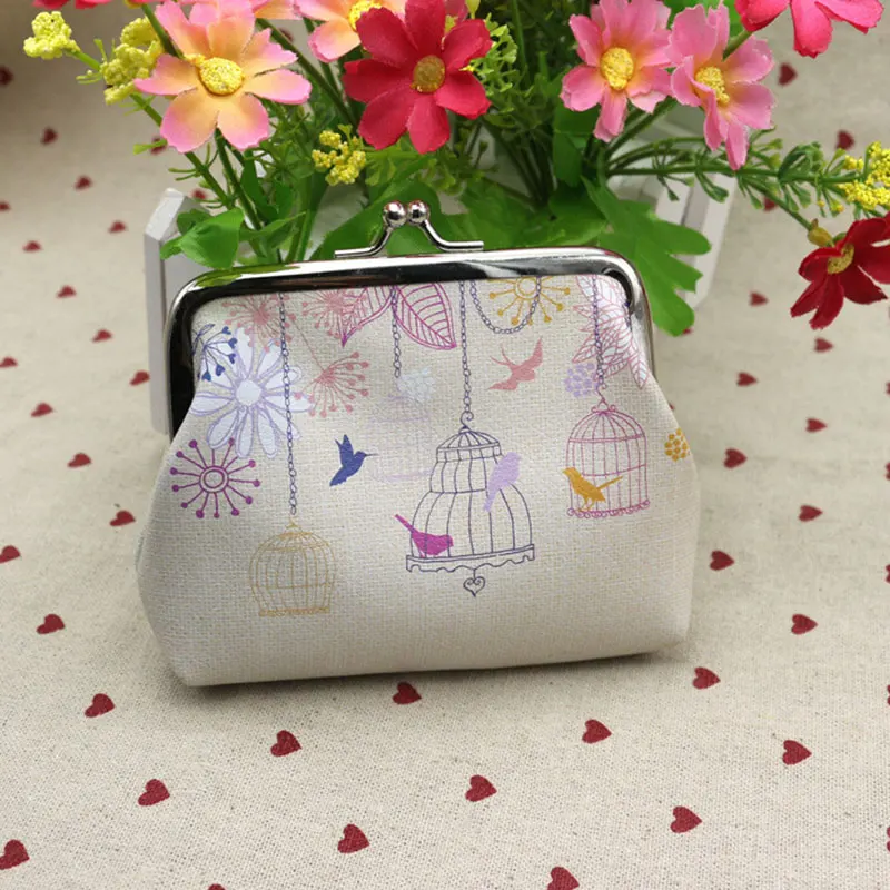 RU&BR Brand New PU Leather Women Coin Purse Floral Printing Money Bag