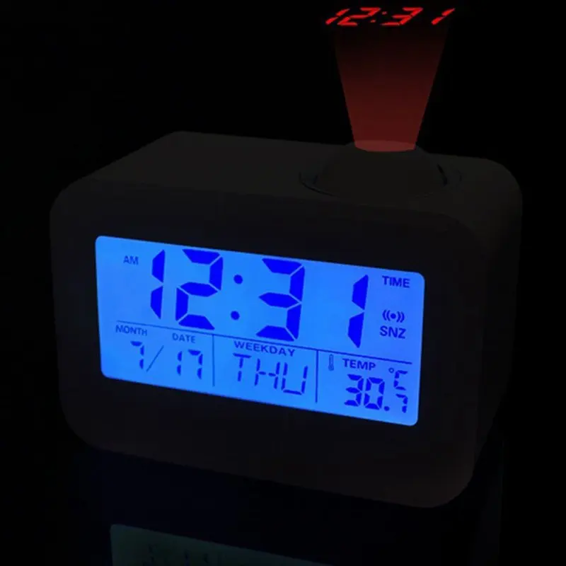 Цифровые часы электронные Lcd Проектор Будильник с проекцией времени Температура цифровой часы с календарем Таблица Будильники