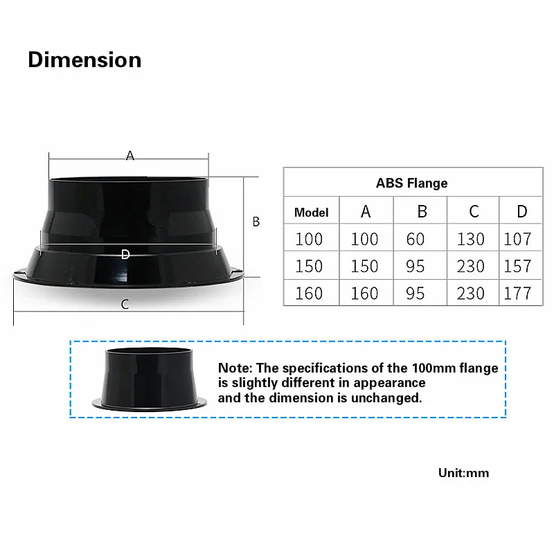 ABS Настенный фланец вытяжки адаптер воздуховод вентилятор разъем кухня вентиляционное отверстие вытяжка 100 мм 150 мм 160 мм для системы вентиляции