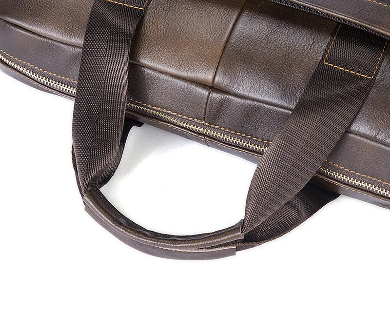 2018 натуральная кожа Для мужчин Бизнес портфель первый слой из воловьей кожи Для мужчин 14 "ноутбук сумка Сечение плеча сумки