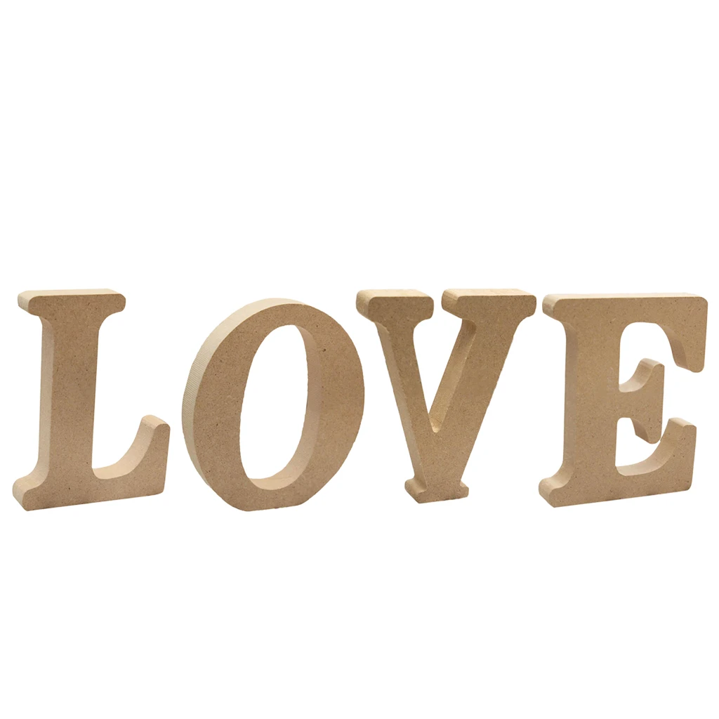 4 Pieces Wood Letters Wooden Alphabets Letter Craft Pieces For DIY Valentine's Day Decor Birthday Party Display Decor LOVE