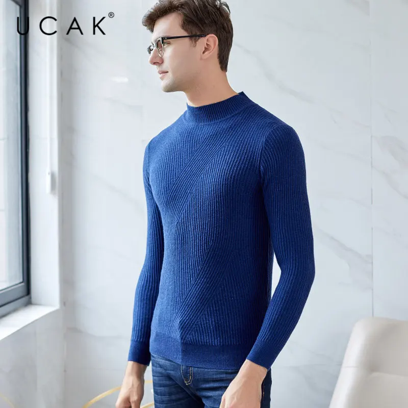 UCAK Brand Merino Wool Sweater Men Streetwear Slim Fit Pull Homme Autumn Winter Turtleneck Sweaters Cashmere Pullover Men U3046 UCAK Brand Merino Wool Sweater Men Streetwear Slim Fit Pull Homme Autumn Winter Turtleneck Sweaters Cashmere Pullover Men U3046