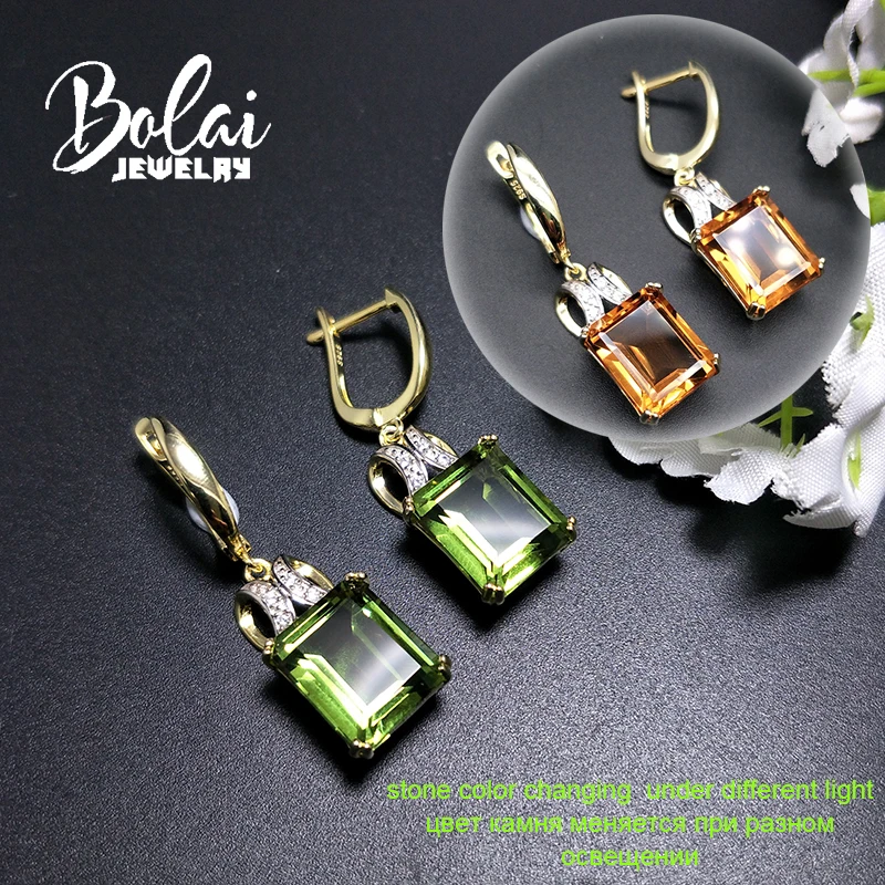 

Bolai color change nano diaspore dangle earrings 925 sterling silver eleglant gemstone earrings for women bridesmaid wedding new