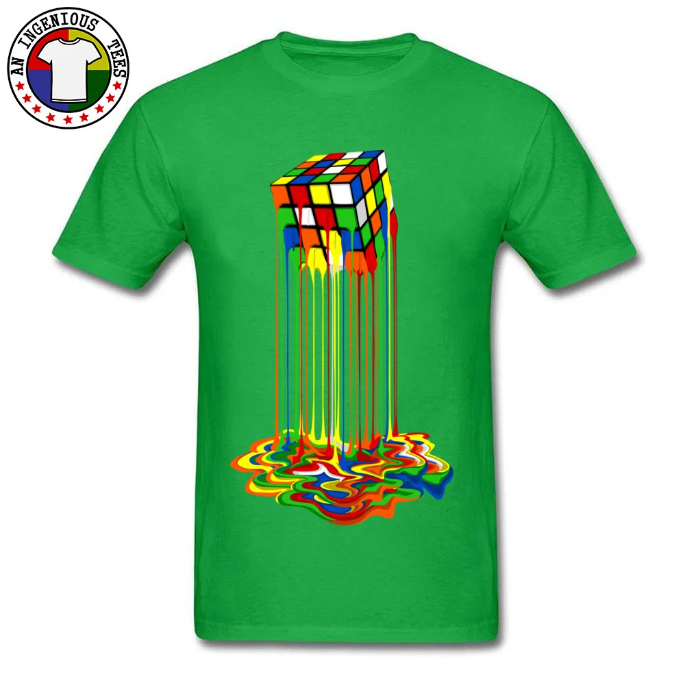 Rainbow Abstraction melted rubix cube Tops Tees Brand New O Neck Casual Short Sleeve Pure Cotton Young T-Shirt Gift Tops & Tees Rainbow Abstraction melted rubix cube green