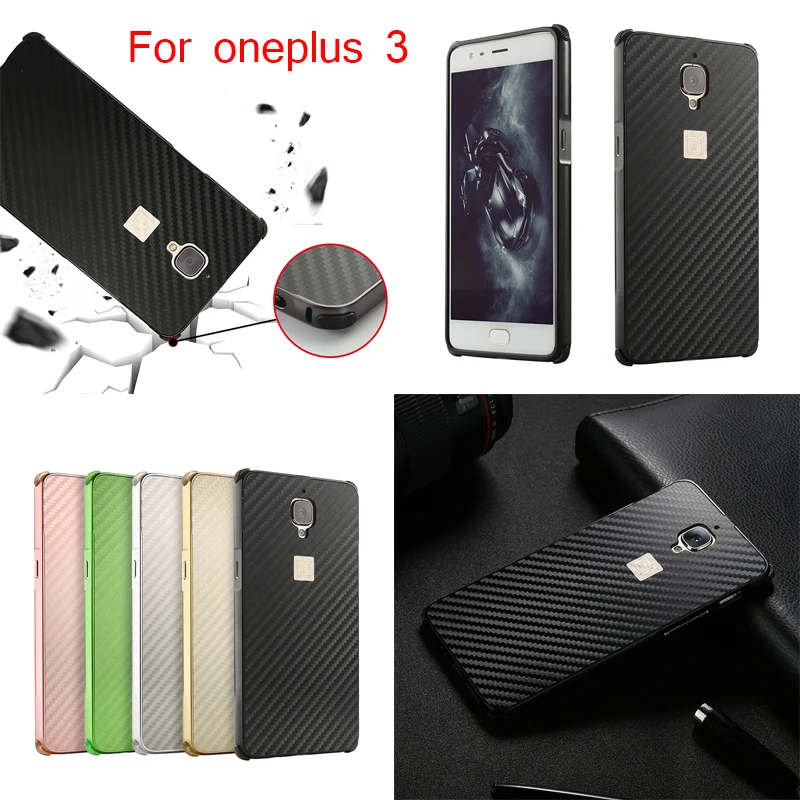 

For oneplus 3 Case Aluminum Metal Frame+Carbon Fiber Hard Cover Case for oneplus 3 A3000 1+3 OnePlus3 Shockproof Phone Shell