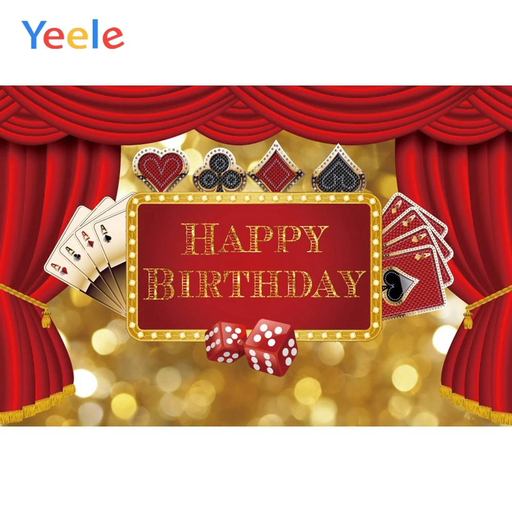 

Yeele Birthday Party Decor Poker Casino Dice Photography Backgrounds Personalized Text Photographic Backdrops For Photo Studio