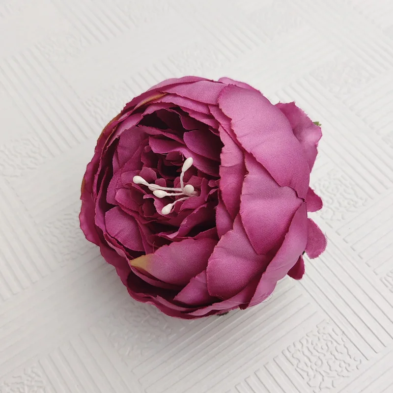 purple roses artificial flowers heads silk peonies roses flower head fake flower (7)