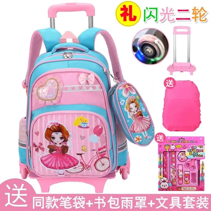 Новая детская сумка для путешествий с мультяшным рисунком на колесиках koffer Сумка На Колесиках студенческий рюкзак милые чемоданы розовая сумка для девочек - Цвет: Ordinary 2 rounds