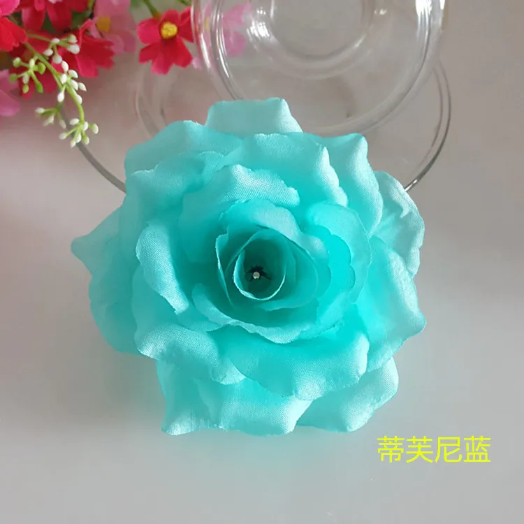 1 шт. 10 см искусственные королевские синие розы для DIY ВЕНОК Подарочная коробка искусственные цветы для скрапбукинга вечерние свадебные декоративные цветы - Цвет: Tiffany blue