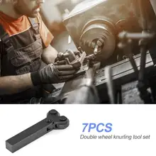 7pcs Steel Dual Wheel Knurling Tool Set with Diagonal Linear Knurl Wheel 0.5mm 1mm 2mm Pitch Linear Pitch Knurl Set Lathe Cutter