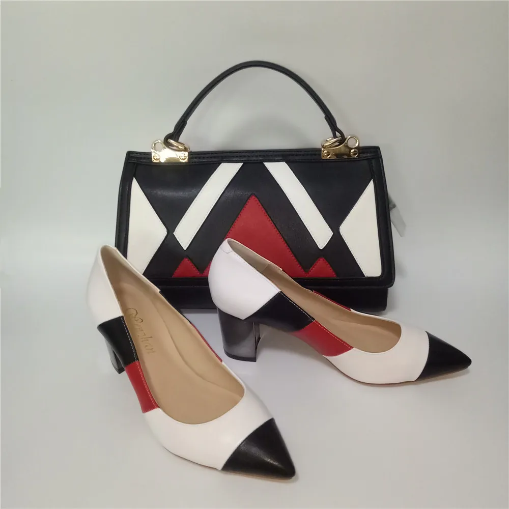 WENZHAN High Heels Women Sexy Pumps With Handbag Sets 37-43 Mixed Color Thin Heel Pointed Toe Soft Shoes With Bag Hottest A95-7