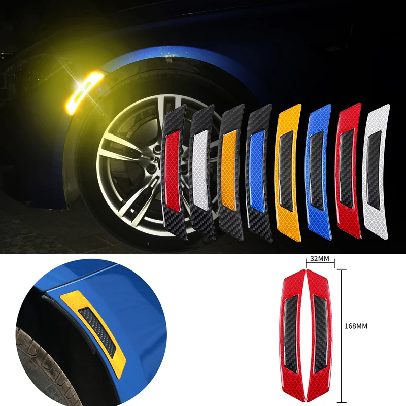 

Youwinme 4PCS Universal Car Wheel Brow Warning Safety Light Reflector Sticker Strip Night Luminous Decal For Auto Audi BMW Ford