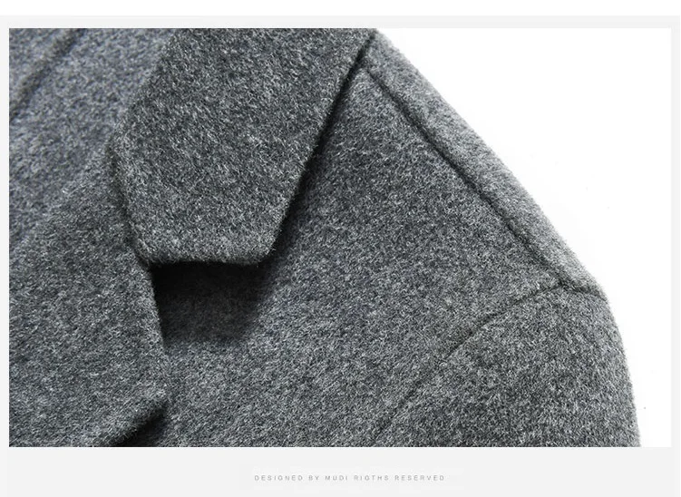 Batmo new arrival winter high quality double side wool casual black trench coat men,men's long winter coat 85839