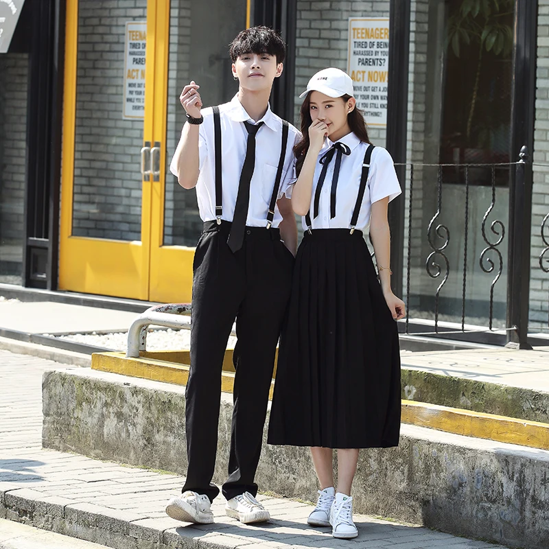 Корейская школьная форма для девочек Jk темно-синий костюм моряка японская школьная форма для мальчиков хлопковая белая рубашка+ юбка на лямках для лета и осени