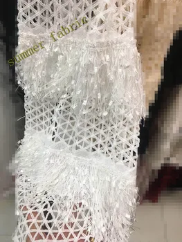 

Black white beige colours french lace fabric high quality 2018 New style Tassel cloth for dresses african net lace fabric