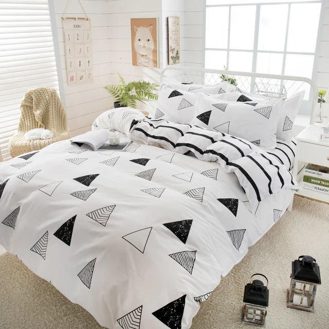 Best Wensd 4pcs White Black Simple Style Bed Sheets Egyptian Best Wensd 4pcs White Black Simple Style Bed Sheets Egyptian Cotton Bedding Set Single Quilt Cover Christmas Dekbedovertrek