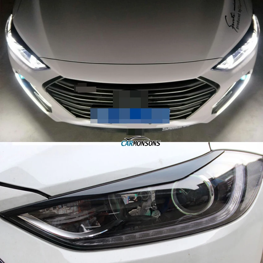 

Cardimanson for Hyundai Elantra 2016 2017 Sedan Headlight Eyebrow Eyelids ABS Chrome Trim Stickers Cover Accessories Car Styling