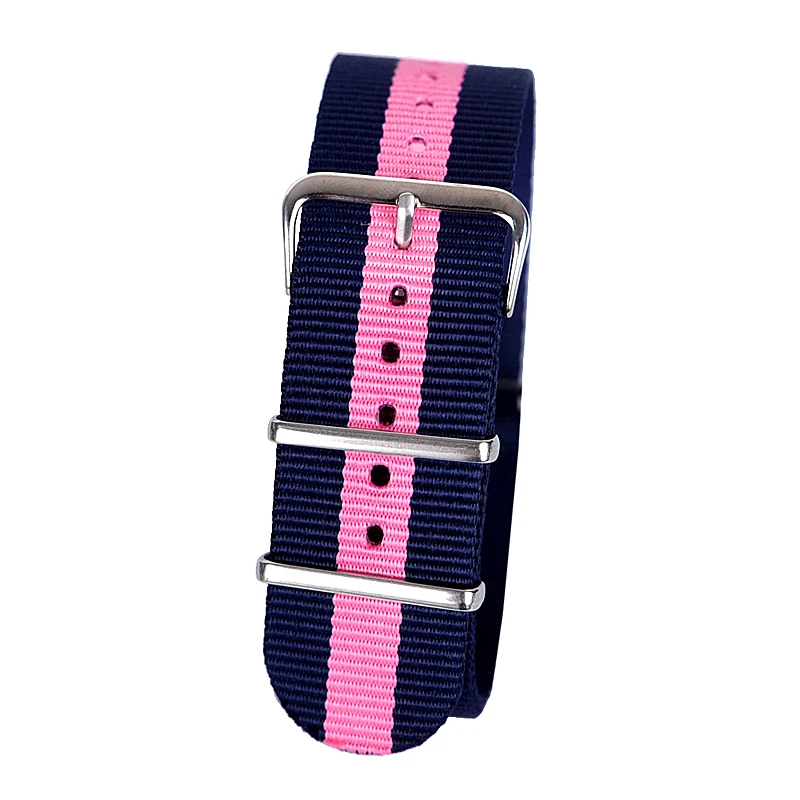 24mm dark blue pink dark blue Sport nato fabric watch band straps