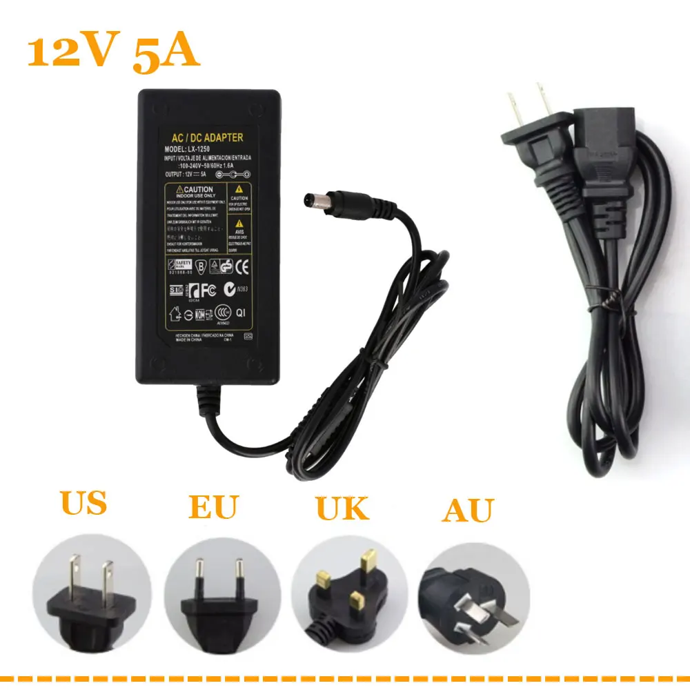 12V 200mA 300mA 500mA 1A 3A 5A 7A 8A источник питания для светодиодной ленты EU US адаптер для AC110-220V в DC 12V опций вилка трансформатора