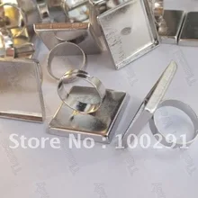 200 шт с 25 мм квадратной Гуле коврик Посеребренная Регулируемая кольцевая основа белая фурнитура ювелирных изделий без никеля