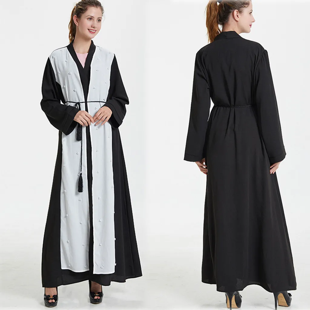 Muslim Clothing Dubai Muslim Women Open Front Tunic Cardigan Vintage Islamic Long Maxi Pearl Dress Kaftan vestidos Muslim Clothing Dubai Muslim Women Open Front Tunic Cardigan Vintage Islamic Long Maxi Pearl Dress Kaftan vestidos