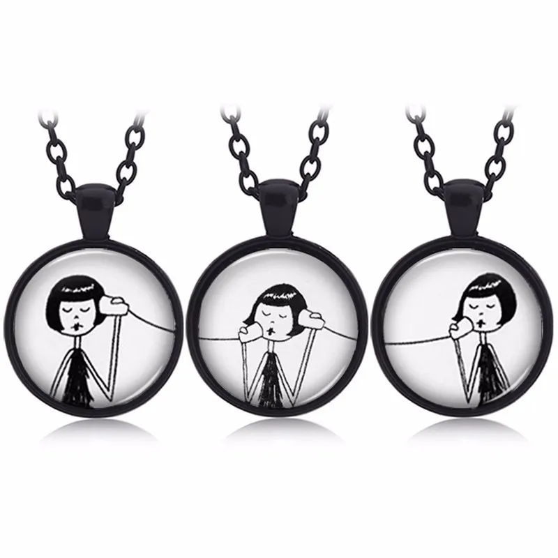

3/2 sets of personalized phone girl connector pendant good friend necklace keychain Europe and America gift friendship jewelry