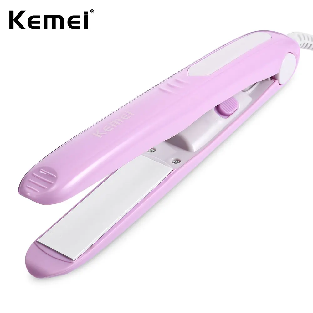 

Kemei 110-240V Mini Electric Professional Hair Straightener Ceramic Straightening Irons Hair Styling Tool With Fast Heating