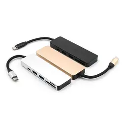 1 шт. 5in1 Тип C до 2 USB 3,0 Порты SD/TF/micro SD Card Reader для ноутбука macbook S9 высокое Скорость