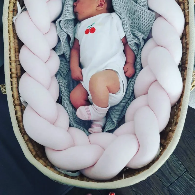 2M-3M-Length-Nodic-Knot-Newborn-Bumper-Long-Knotted-Braid-Pillow-Baby-Bed-Bumper-in-the