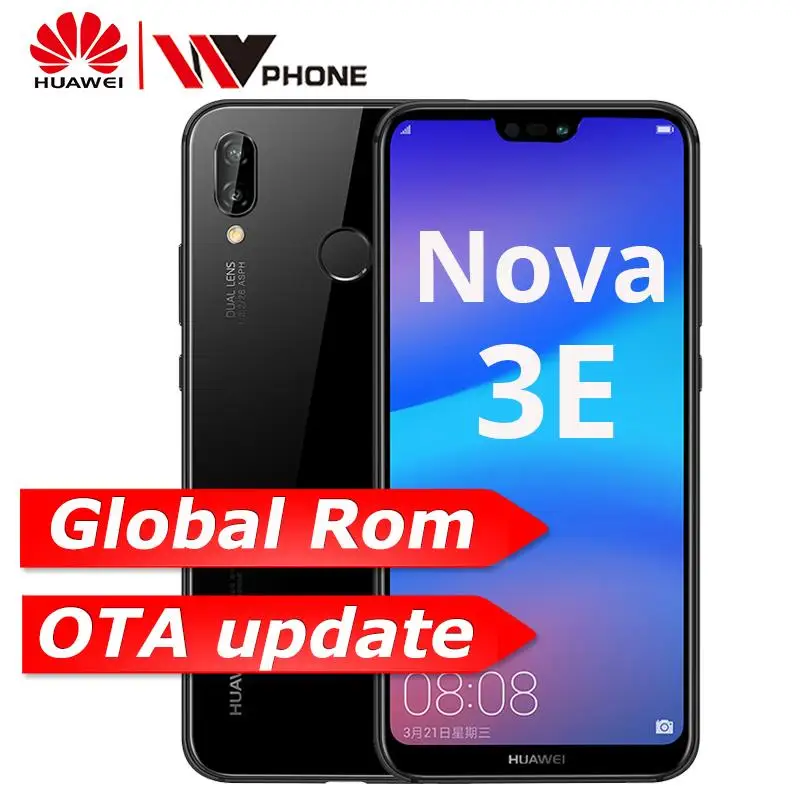 Huawe p20 lite Nova 3e 4G 64G мобильный телефон Восьмиядерный 5,84 дюймов 3000 мАч 2280*1080P отпечаток пальца ID android 8,0