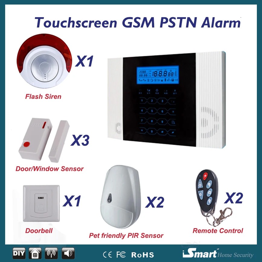 433MHz Wireless GSM SIM Card Auto Dialer Security Alarma Casa with