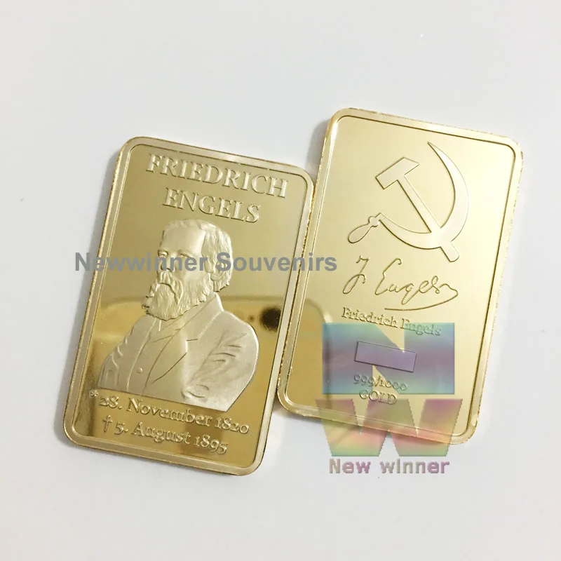 

1pcs 1 oz 24K German Iron Cross Bullion Bar Great Thinker Friedrich Engels Gold Plated Bar Souvenir Coin